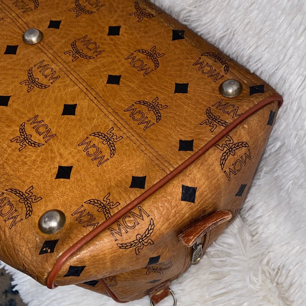 MCM Visetos Monogram Cognac Boston Bag - Picture 7 of 16